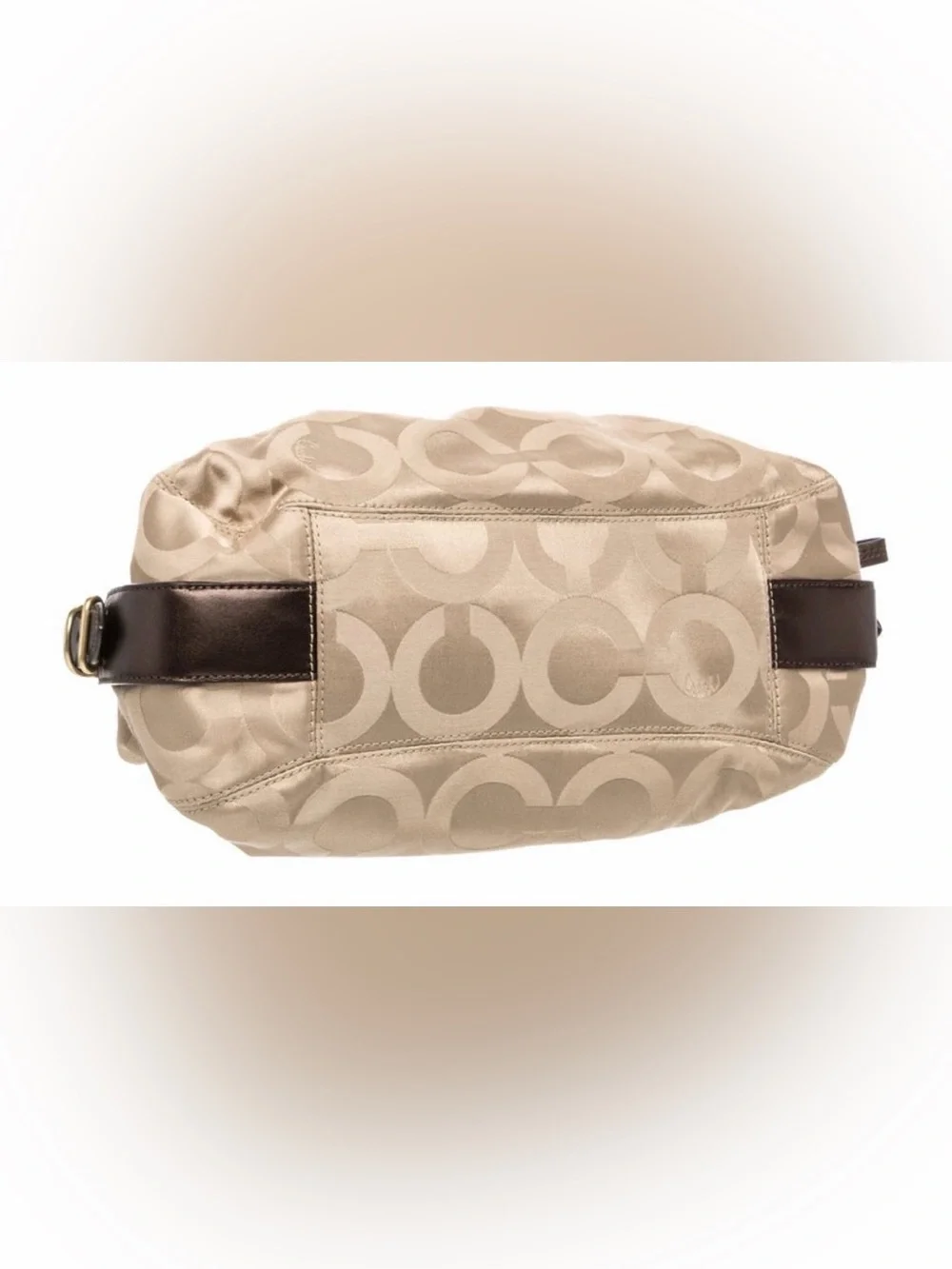 Coach Beige Signature Hobo with Dark Brown Trim